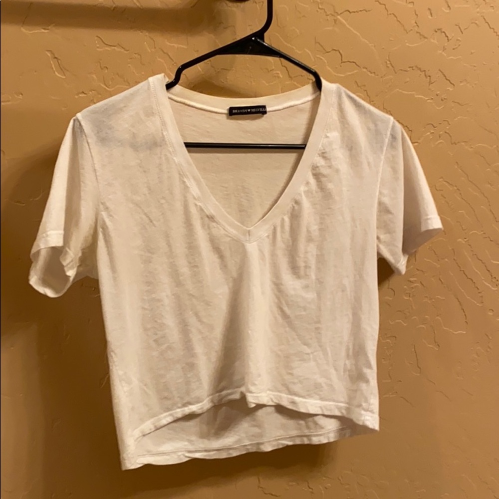 Brandy Melville V-Neck White Short Sleeve